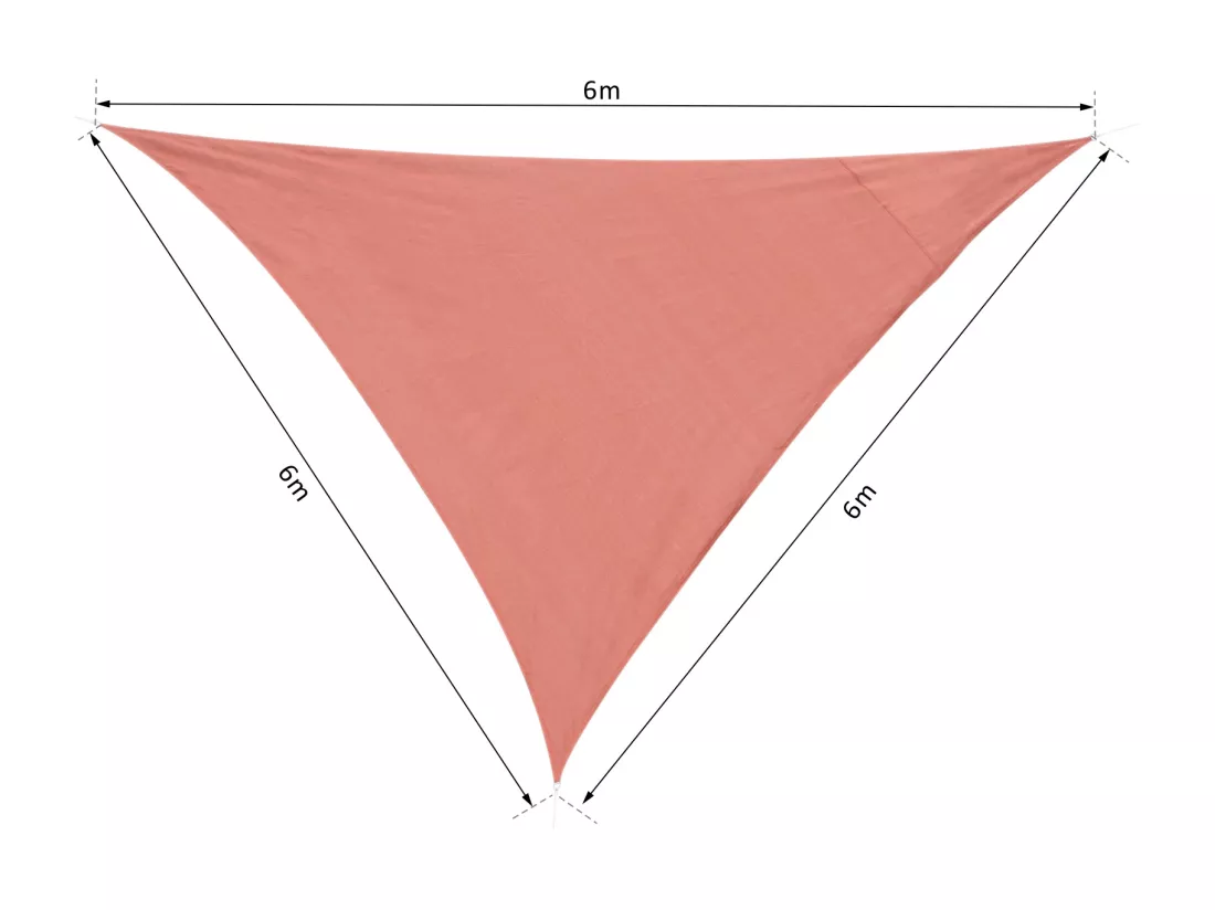 Voile d'ombrage triangulaire grande taille 6 x 6 x 6 m polyéthylène haute densité résistant aux UV rouge
