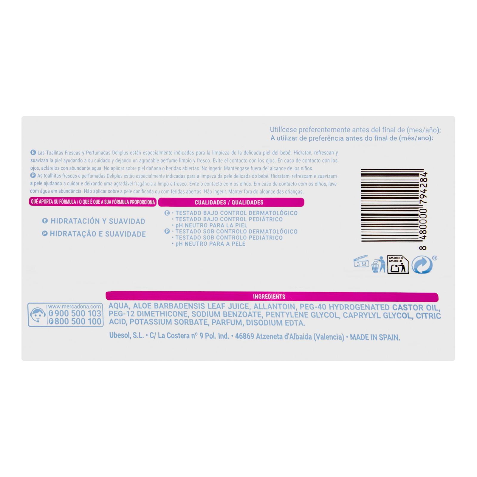 Lingettes pour bébé fraîches et parfumées Deliplus