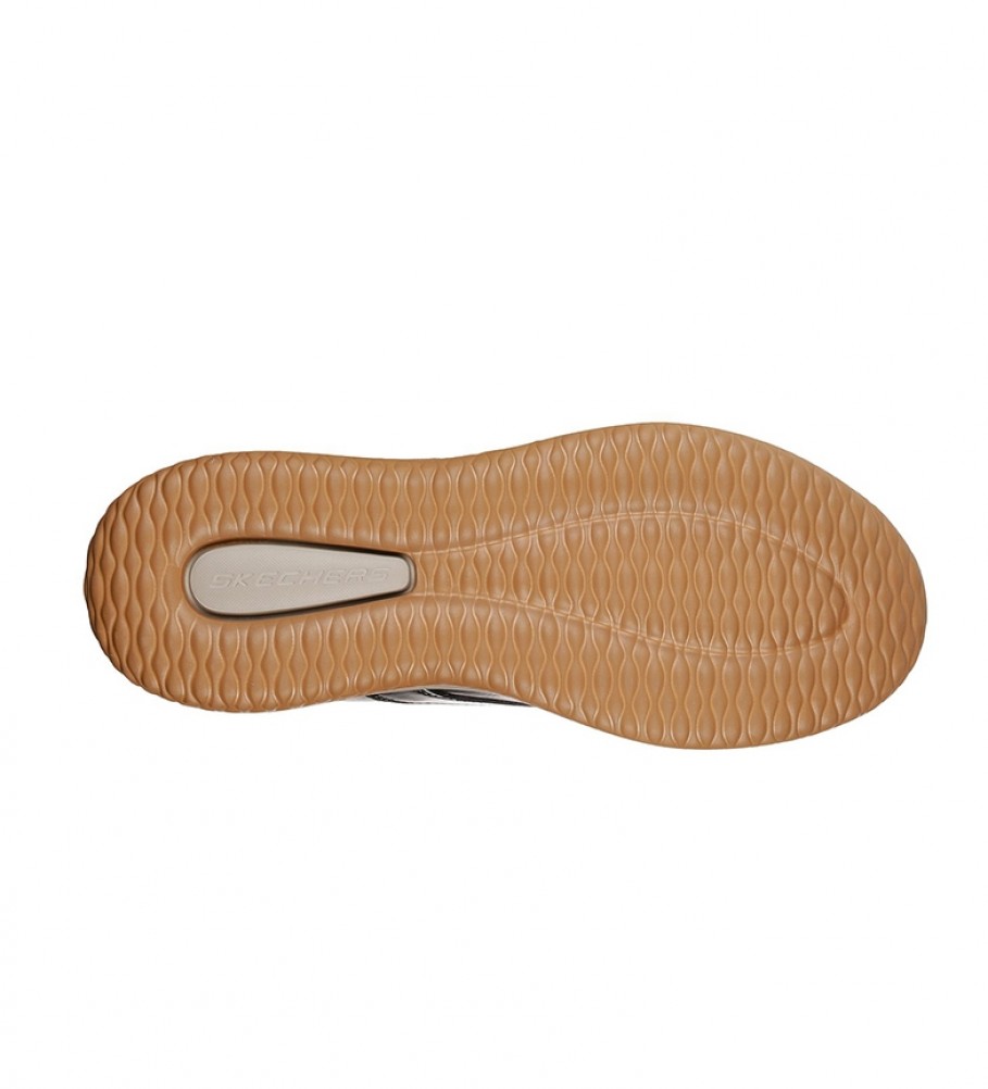 Tênis Skechers Delson Antigo de couro redondo rendado preto