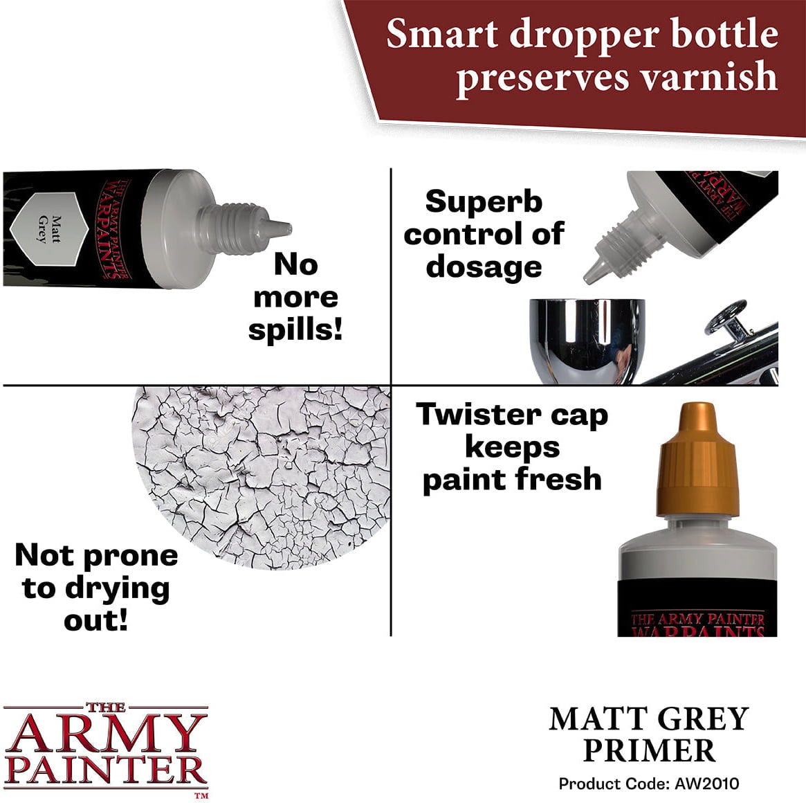The Army Painter  Warpaints Air Primer, Grey (100 ml)    Ultramatter Primer für perfekte Grundierungen