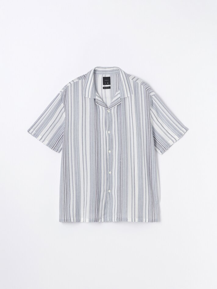 Camisa listrada rústica - Azul claro