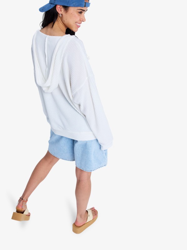 Ocean Drive Sweat à capuche oversize en tricot Blanc Femme