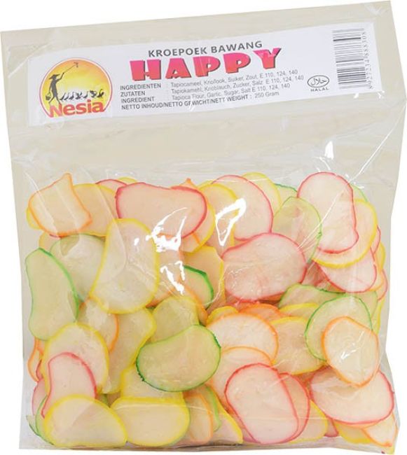 Nesia Kroepoek Bawang Happy (ongebakken) 250g
