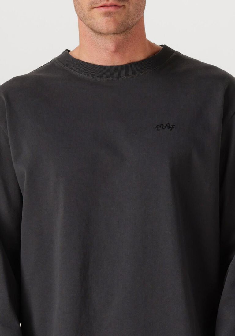 donkergrijze olaf hussein t-shirt signature ls tee