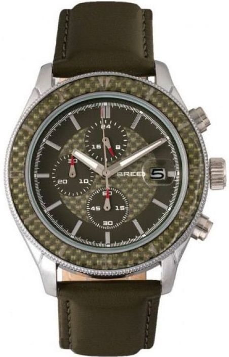 Breed - Maverick BRD7505 - Heren Horloge - Olive - Polished Silver - 5 ATM