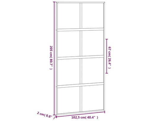VIDAXL - Porte verre Porte coulissante noir 102,5x205 cm verre trempé aluminium