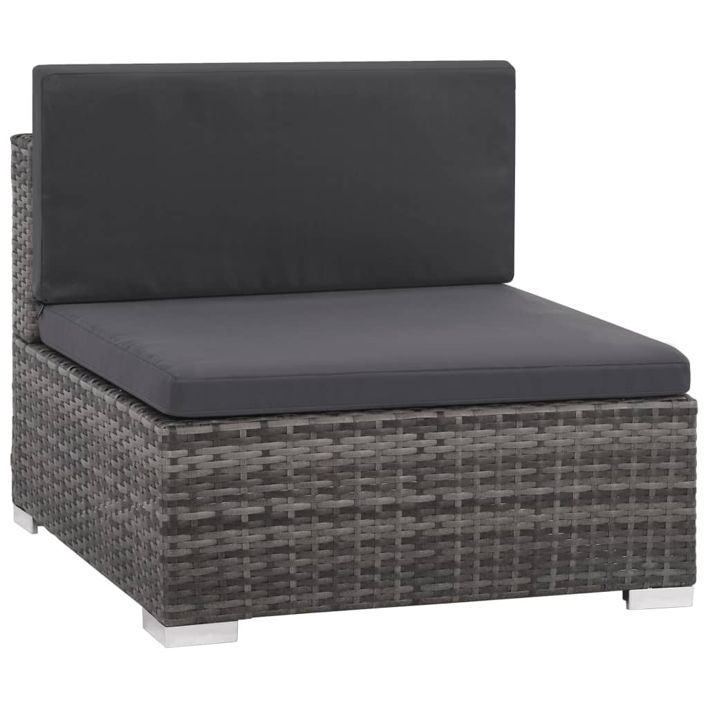 Salon de jardin meuble d'extérieur ensemble de mobilier 6 pièces avec coussins résine tressée gris