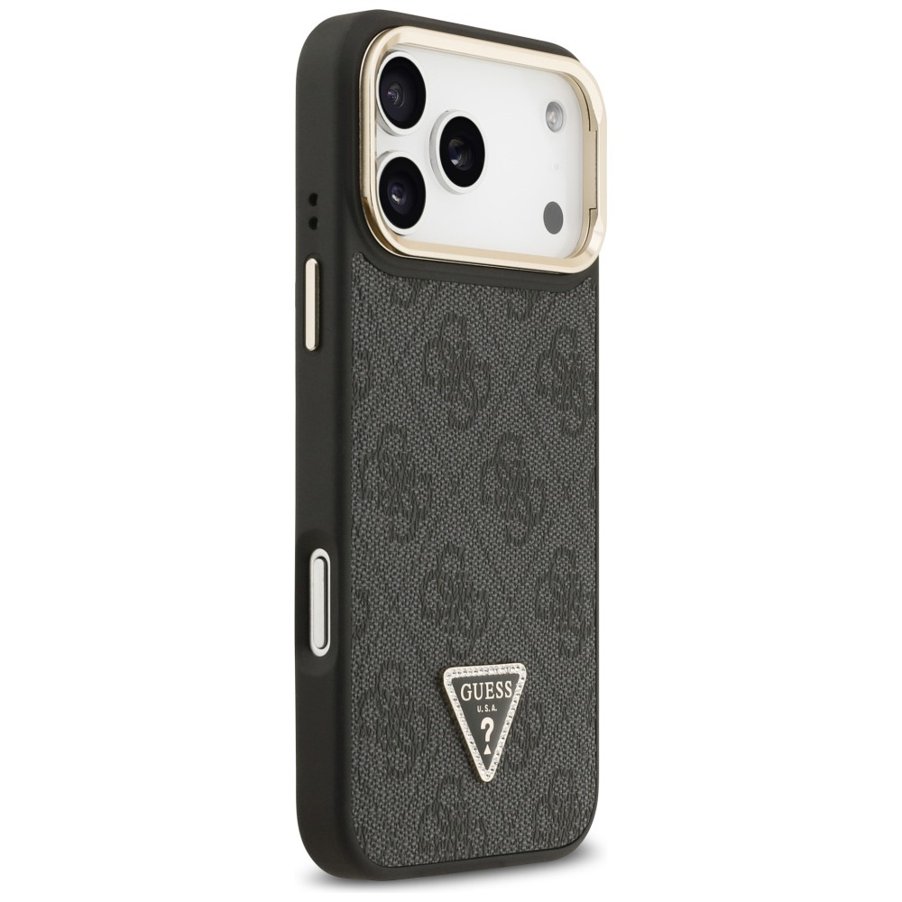 iPhone 17 Pro Max MagSafe Leder Hardcase Hülle 4G Triangle Logo & Stand Camera (GUHMP17XPCS4GPTK) - Schwarz