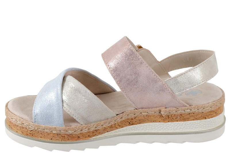 RIEKER SANDAL I MULTIFARVET SKIND MED GLIMMER