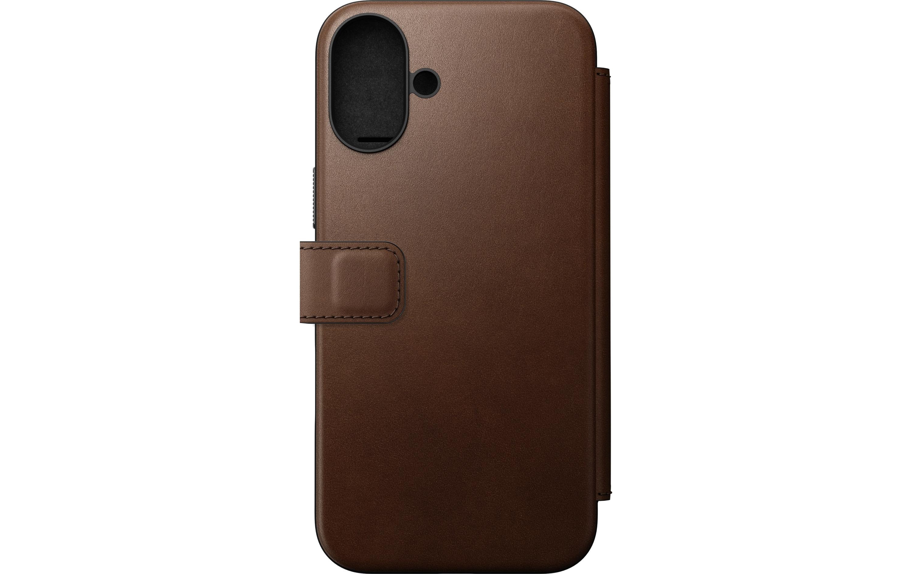 Book Cover Modern Leather iPhone 16 Plus BraunModernes Leder Folio für das Apple iPhone 16 Plus
