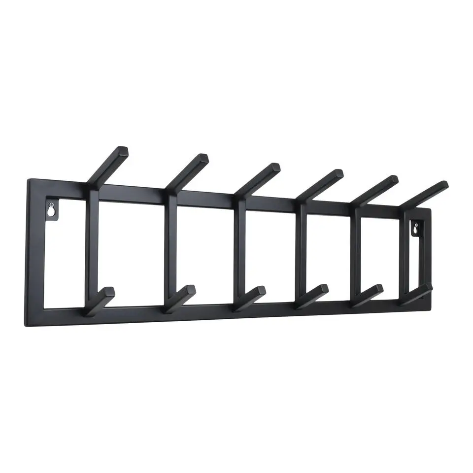 LOFT42 Kapstok Jaimy Single - Zwart – Metaal – 6 dubbele haken - 80x24x12