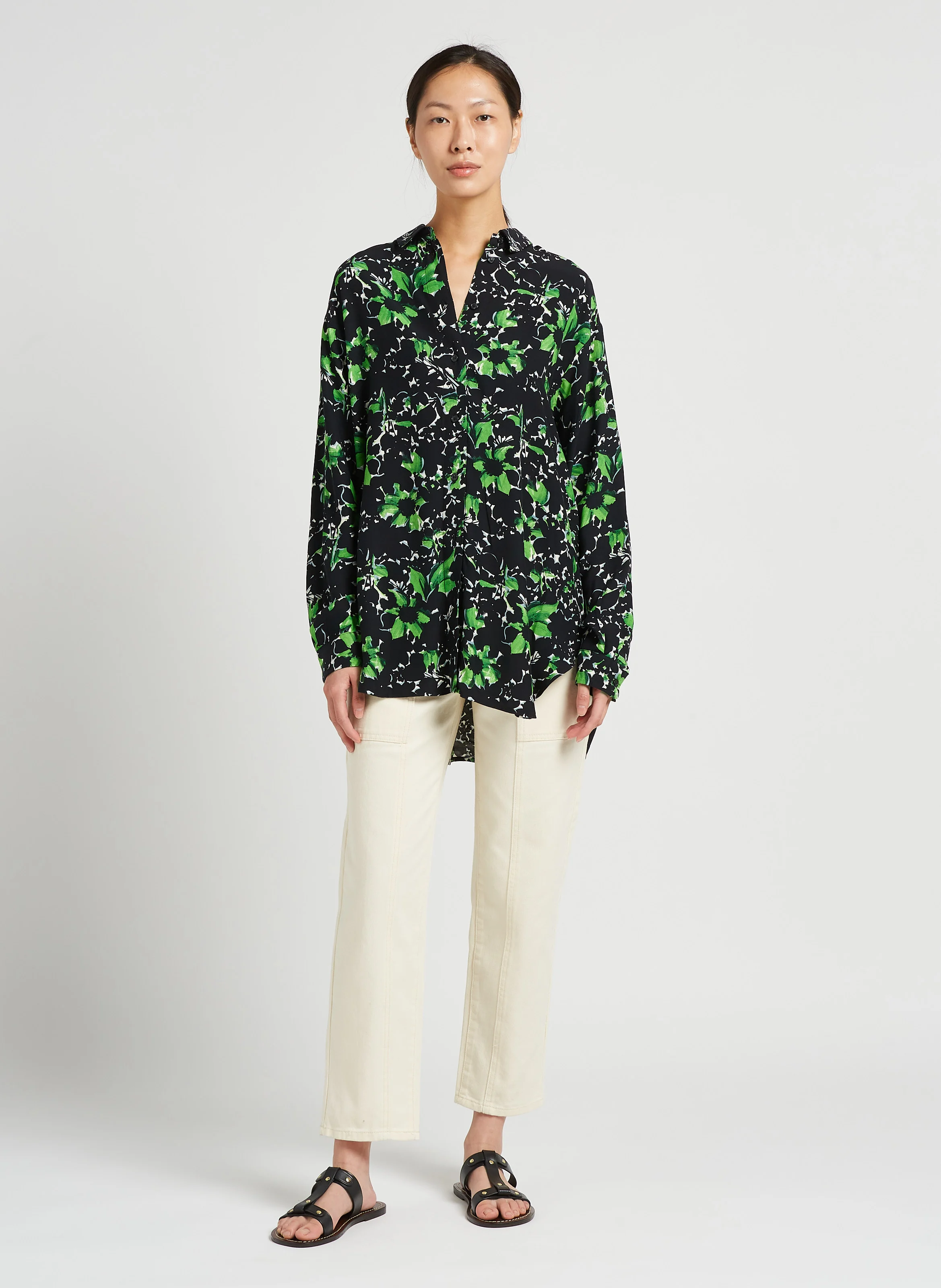 Jean droit en coton| Beige