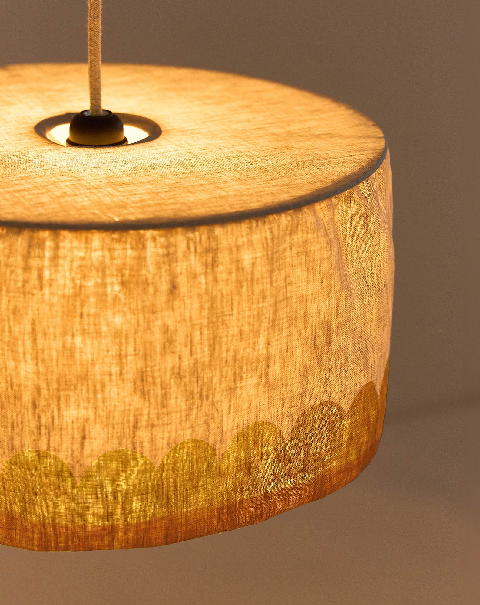 Abat-jour en lin pour suspension diam. 40cm vibes | Orange
