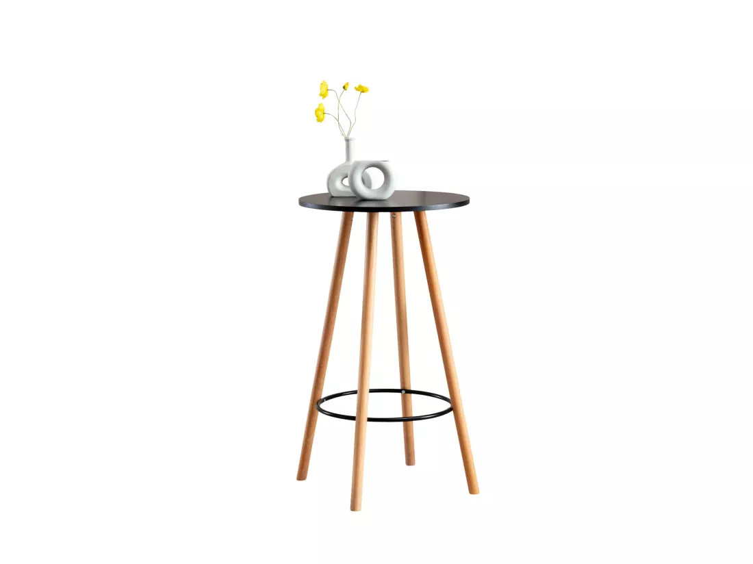 Table haute de bar - rund 60cm - Bois - Noir - Mijas