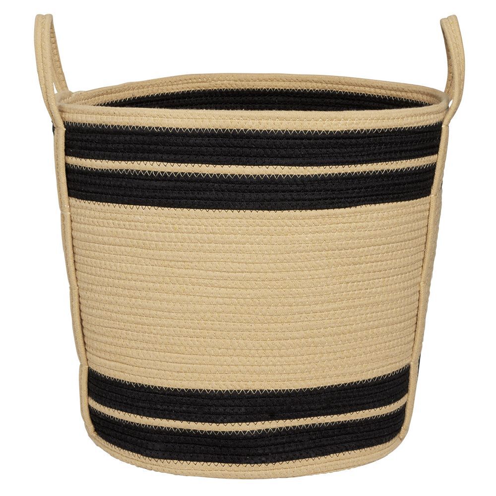 Panière ronde naturel bandes noires Ø43xH43 cm - SAMI