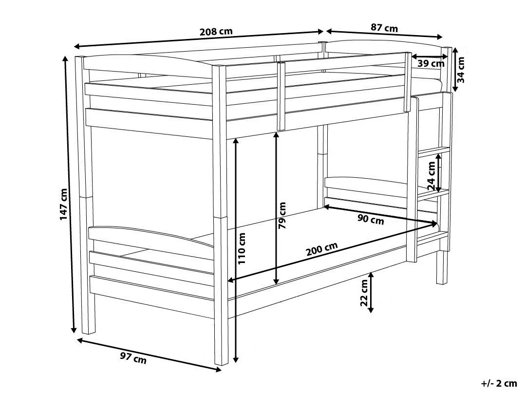 Hoogslaper Dennenhout REGAT 90 x 200 cm Donkerbruin