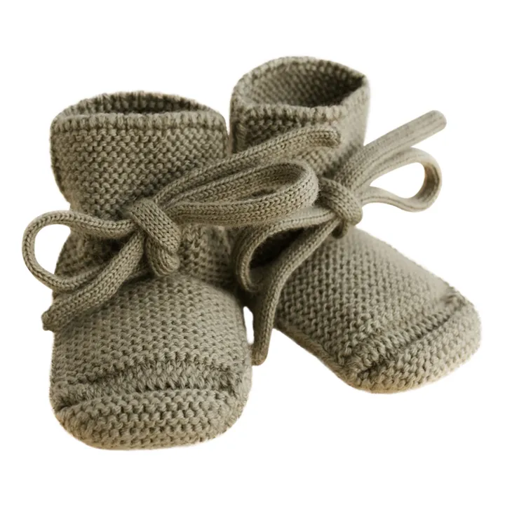 Hvid Chaussons Laine Mérinos | Vert kaki