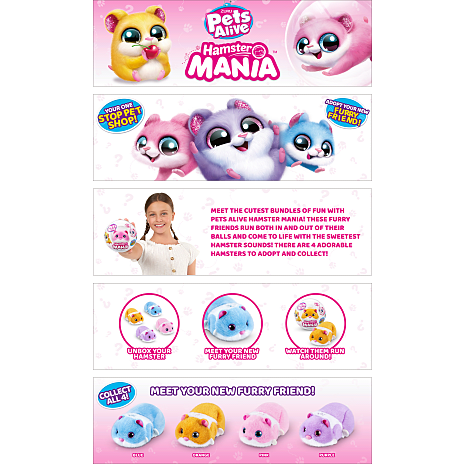 Pets Alive Hamstermania hamsterkæledyr - assorteret