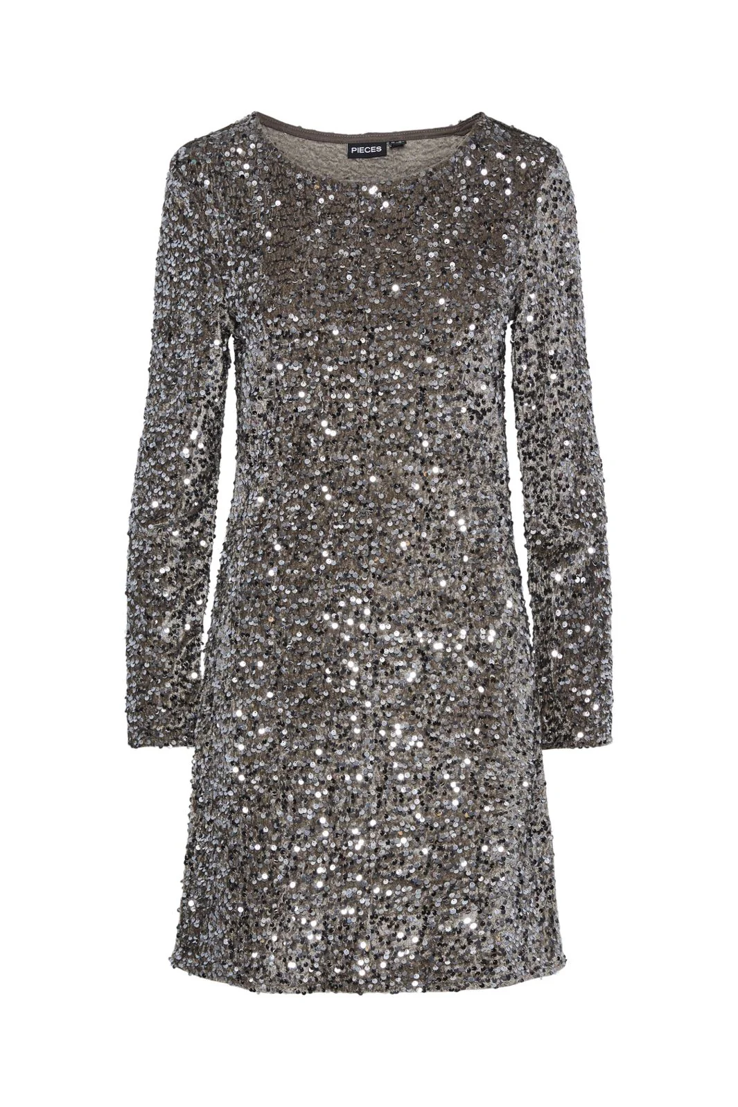 Pieces Pckam Ls New Dress 4641538 morel silver sequins