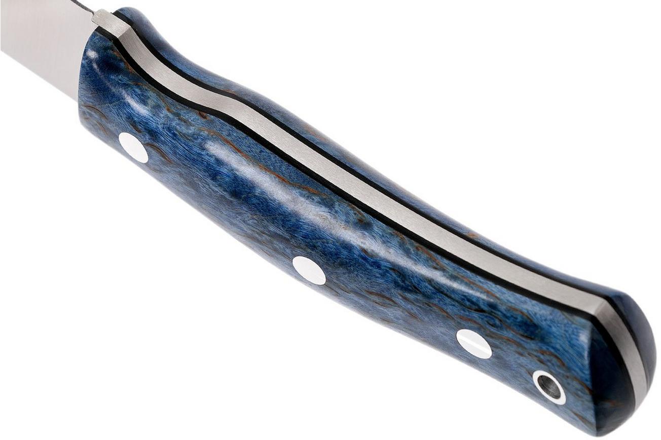 Casström No. 10 Swedish Forest Knife Blue Curly Birch, 14C28N Flat Grind 13119