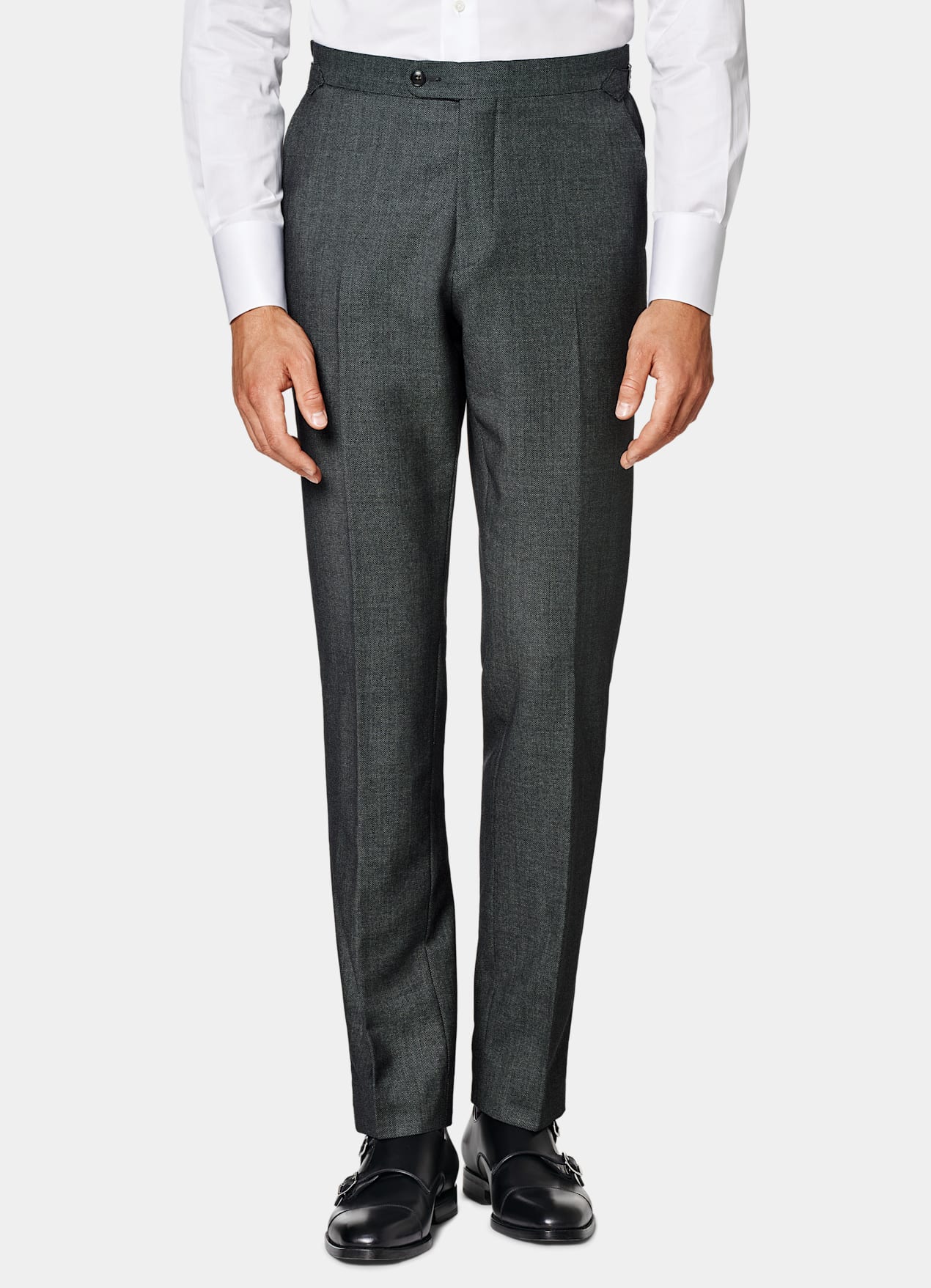 Pantalon de costume Slim Leg Straight gris foncé œil-de-perdrix
