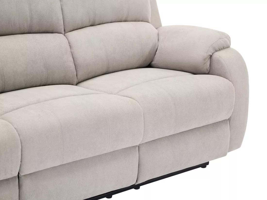 Canapé 3 places, 2 places et fauteuil relax en microfibre gris clair BRODY