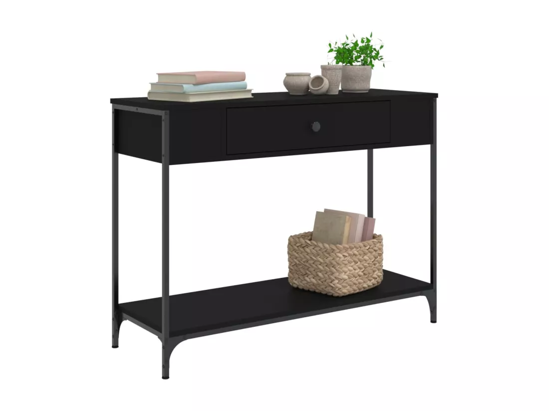 Table console noir 100x34,5x75 cm bois d'ingénierie