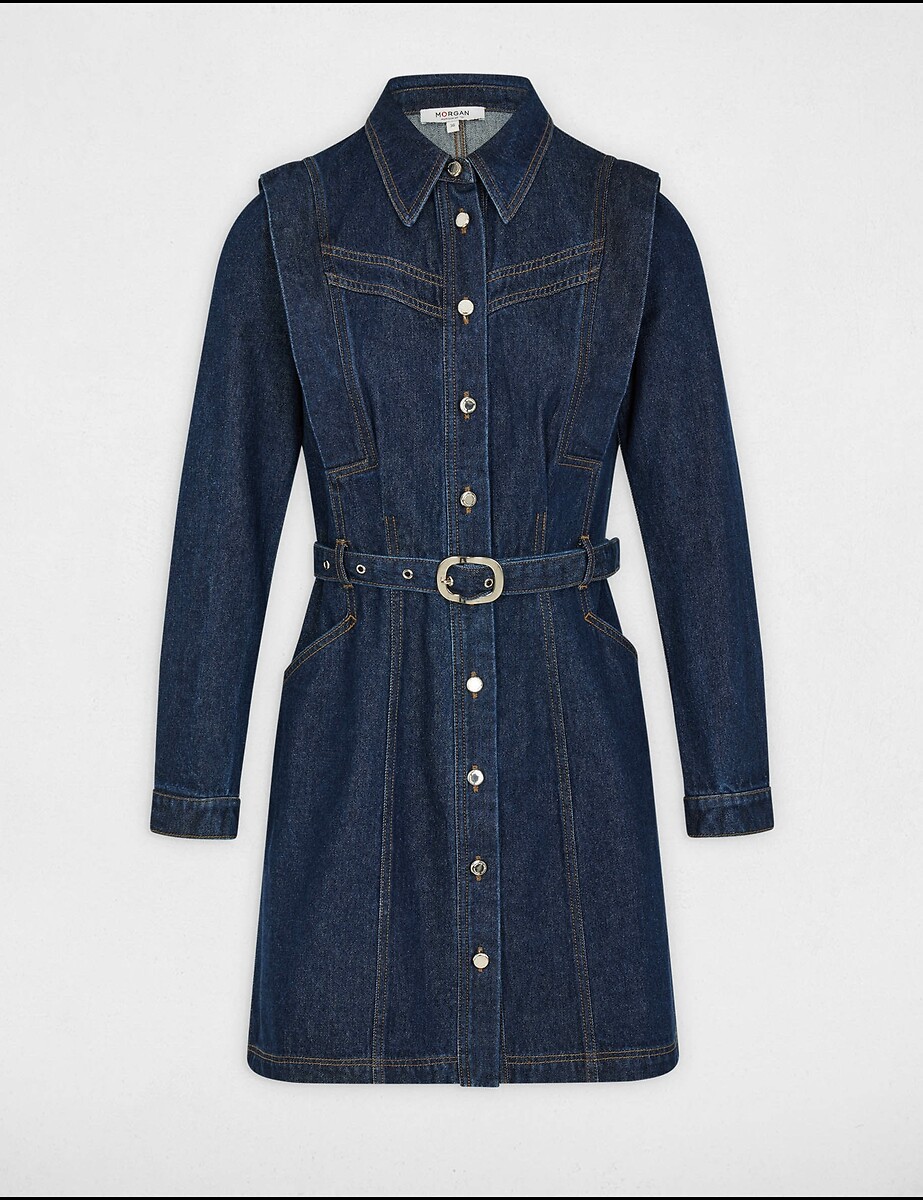 MORGAN<br>Vestido jeans com fechamento por botões