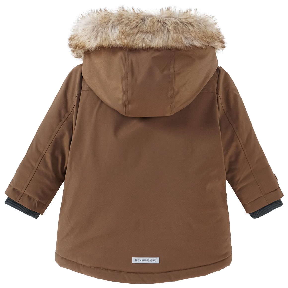 Topomini Baby Winterjacke mit Fellimitat braun