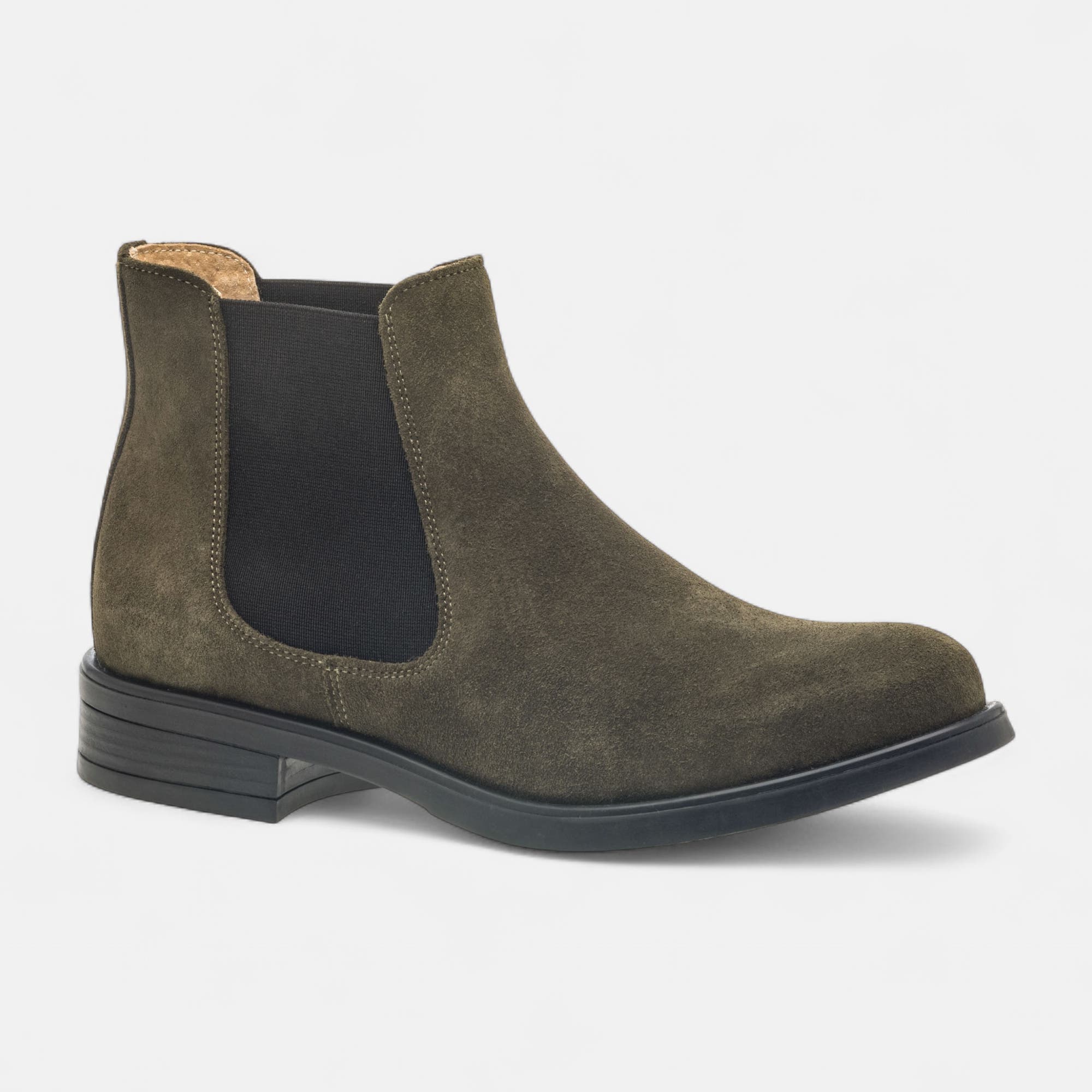 Boots chelsea Femme en cuir kaki
