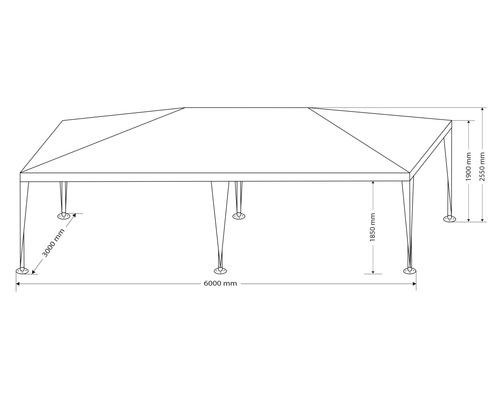 Partytent 3x6x2,55 m Polyethyleen 120 g/m² wit