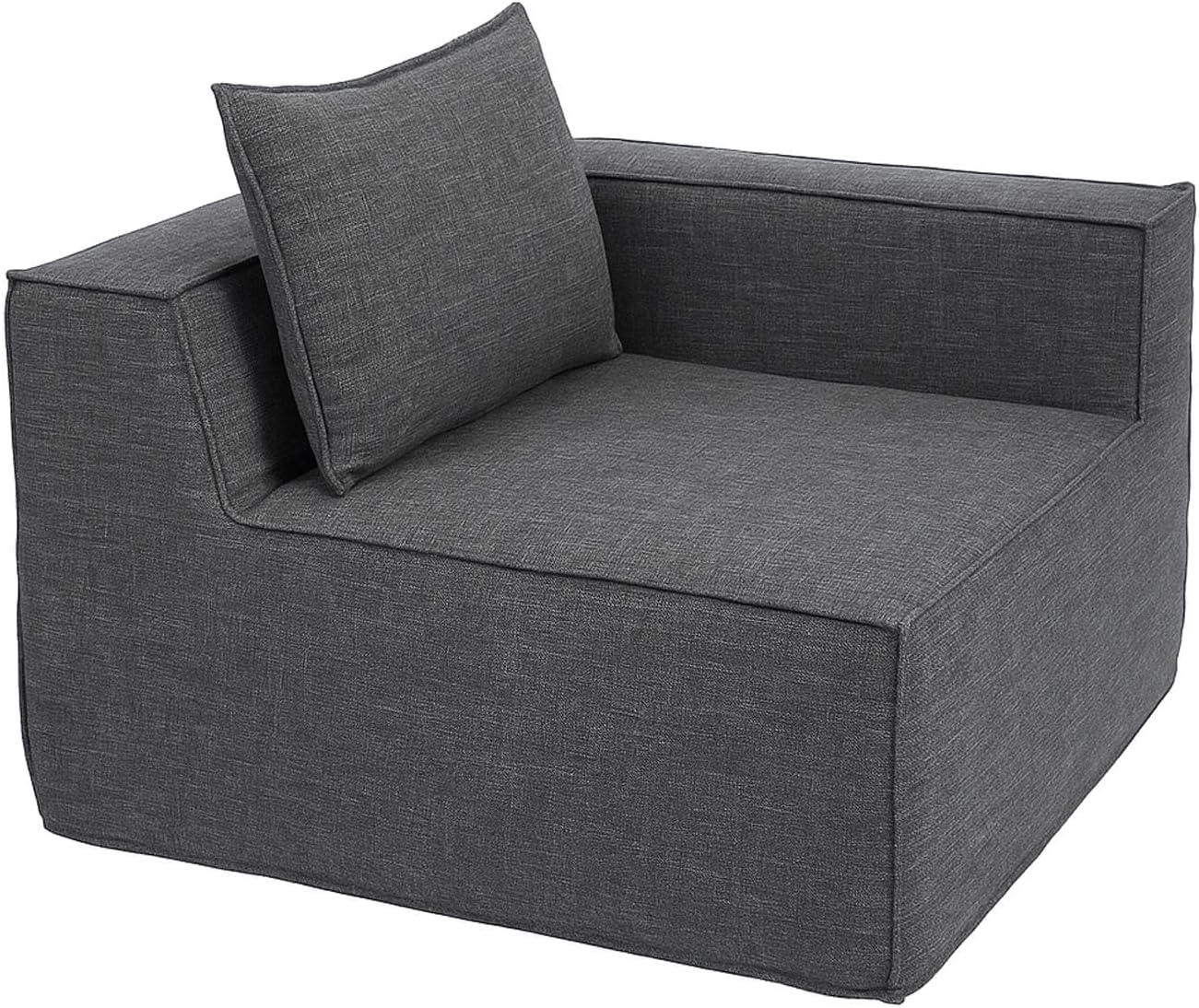 Mendler L-Sofa HWC-O54, Lounge-Couch mit Ottomane, erweiterbar modular rechts/Links, Stoff/Textil 63x270x190cm - dunkelgrau