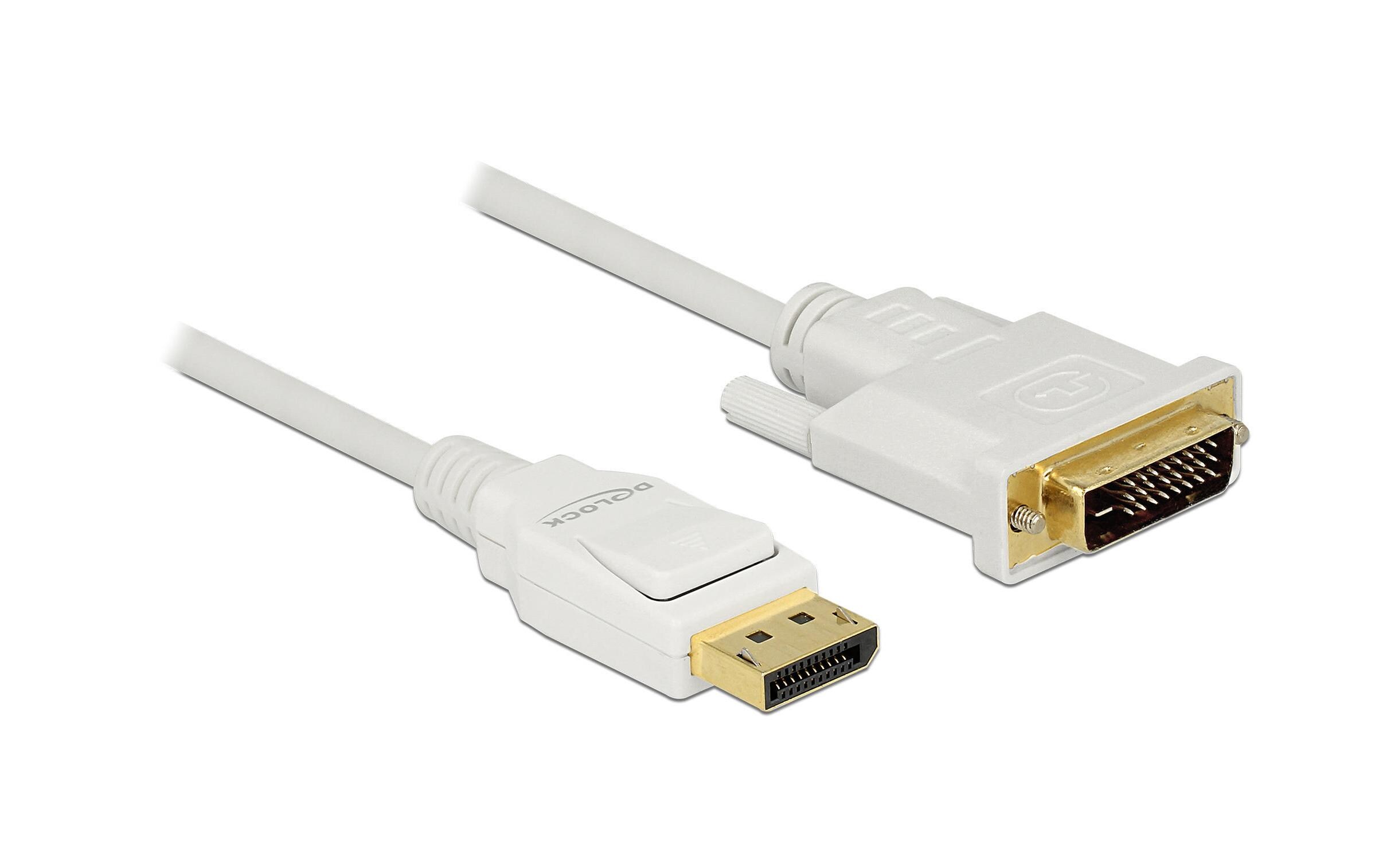 Kabel DisplayPort - DVI-D, 2 mDelock Kabel DisplayPort 1.2 Stecker > DVI 24+1 Stecker Passiv 4K 30 Hz 1 m schwarz