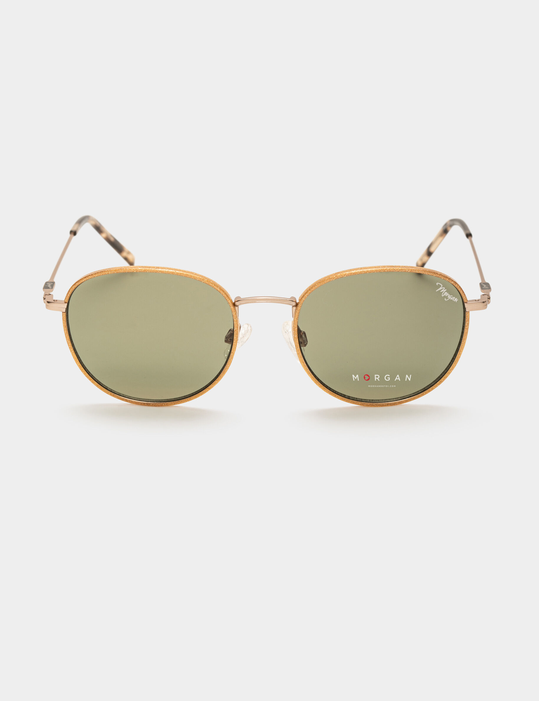 Lunettes de soleil arrondies dore femme - dore
