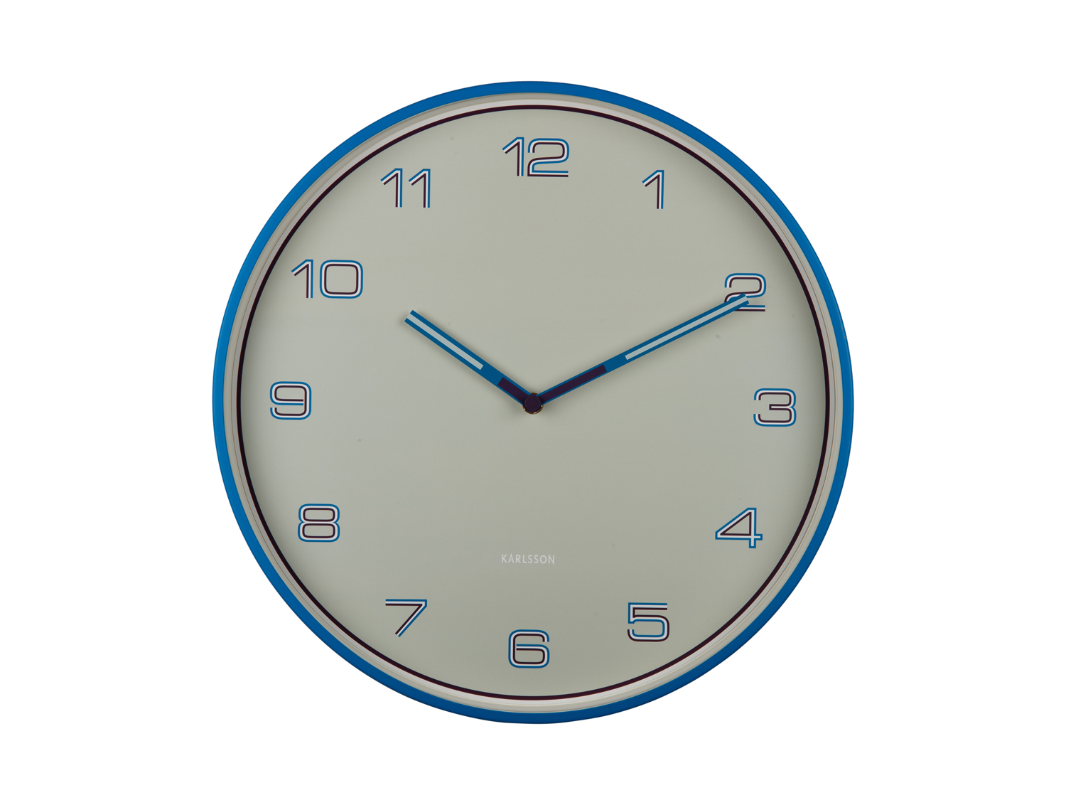 Wall clock Lined Numbers bright blue