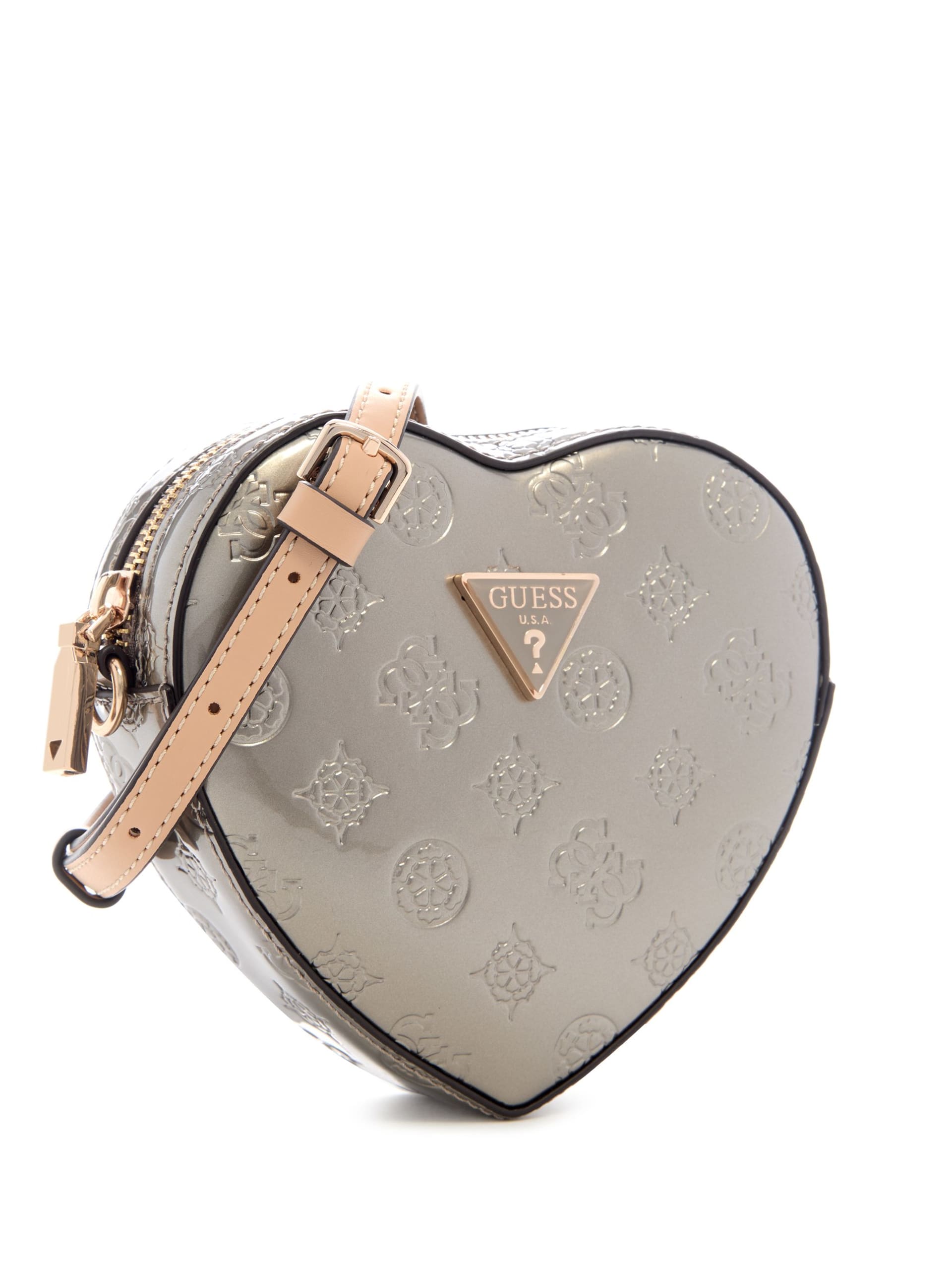 Bolsa pequena em formato de coração com logotipo em relevo Arnela