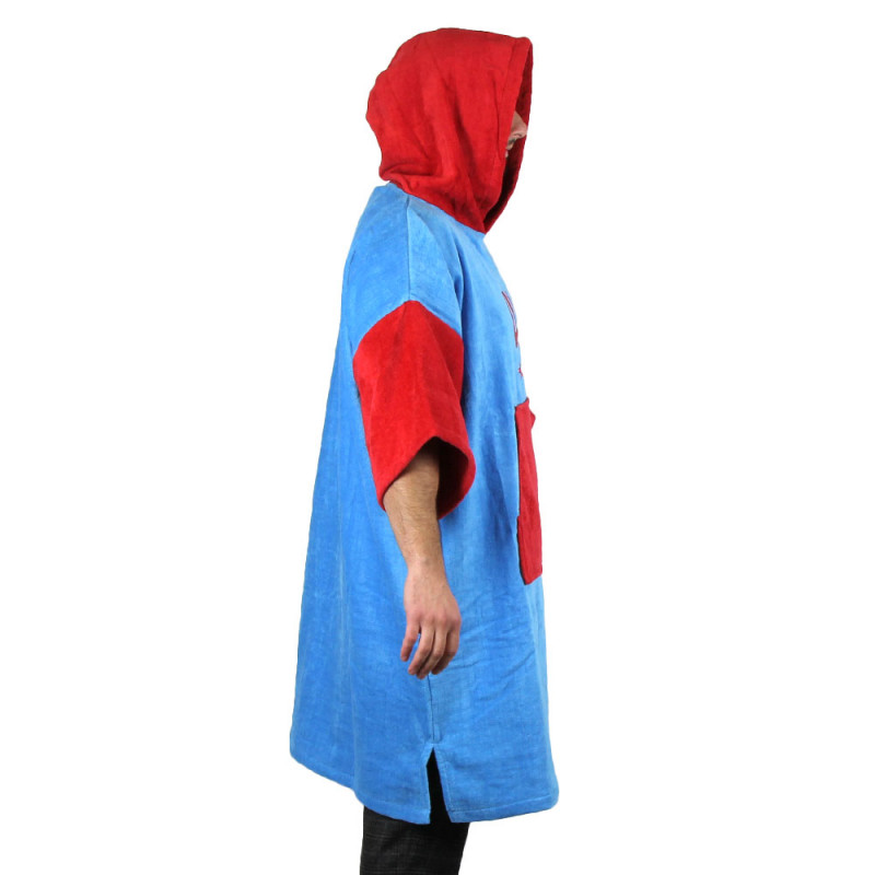 Poncho en velours Howzit rouge/bleu