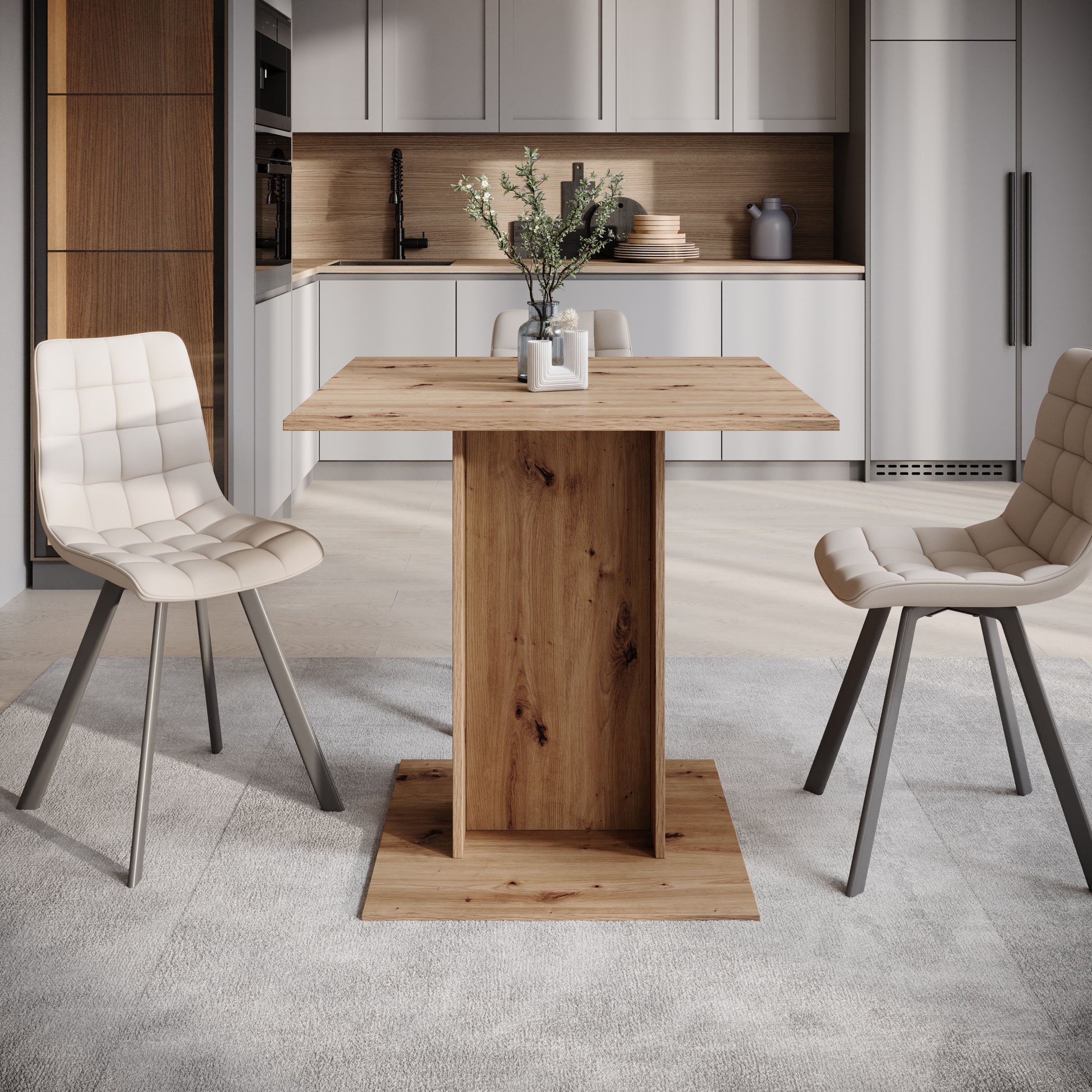 Cova - Eetkamertafel - Eikenpatroon - 80x80x76 cm