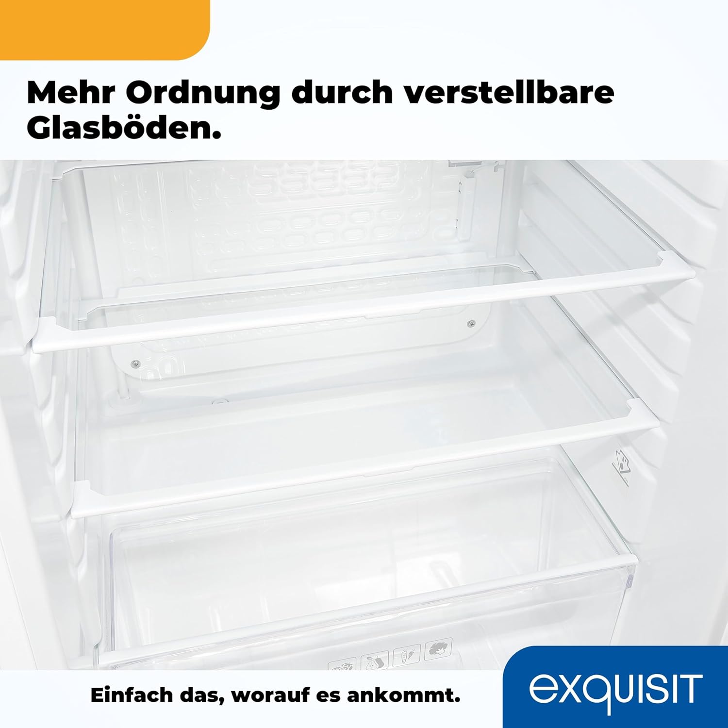 Exquisit Vollraumkühlschrank KS16-V-040D weiss | 126 L Volumen | Kühlschrank ohne Gefrierfach freistehend | Gemüsefach | LED