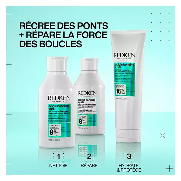 Redken Shampoing réparateur pour cheveux bouclés abîmés Acidic Bonding Curls