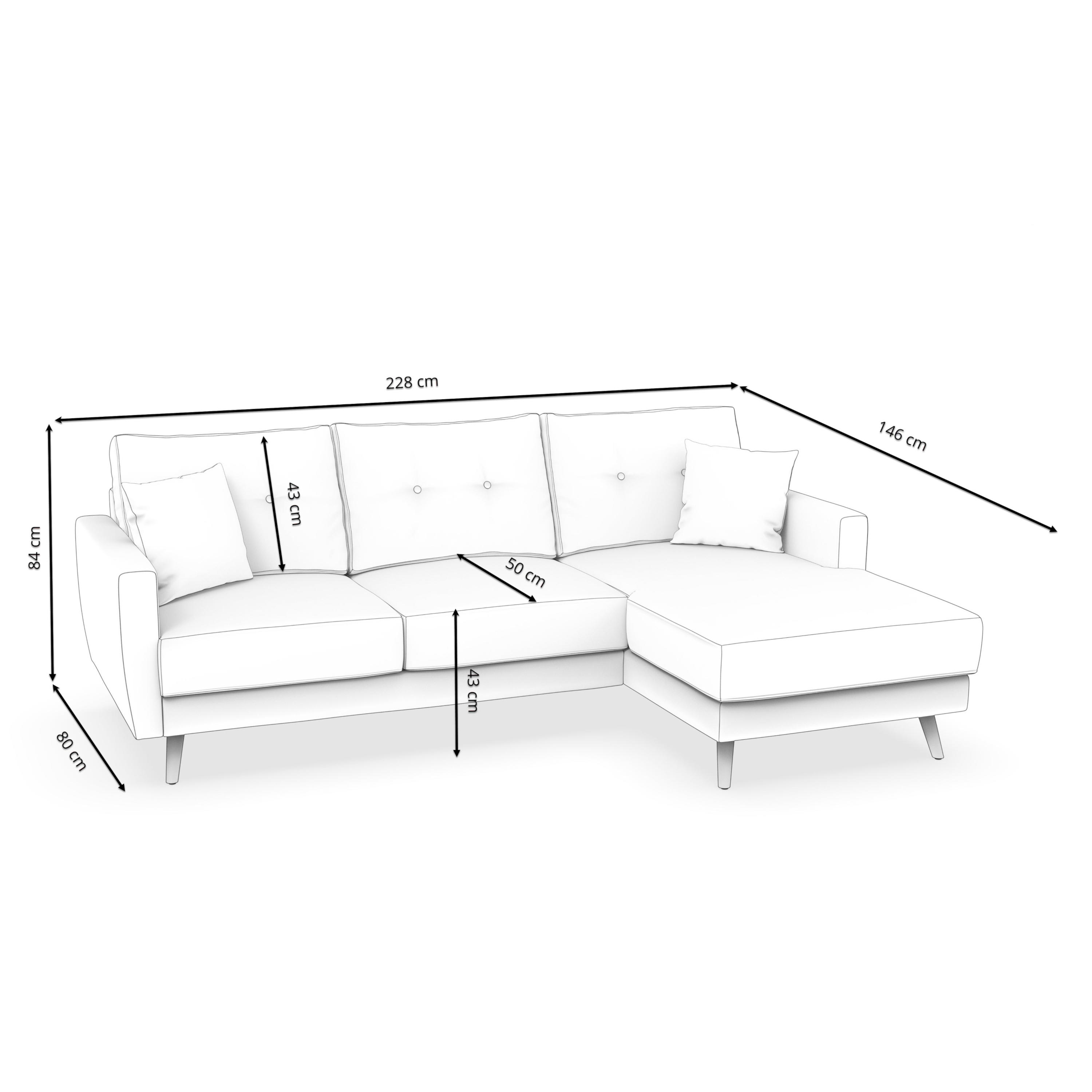 Ecksofa MANDY rechts blau