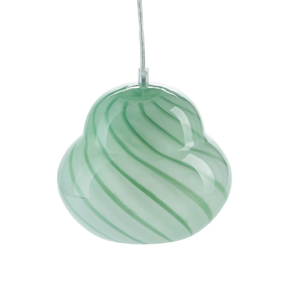 Bahne Interior  Stribet Mushroom glas pendel - grøn