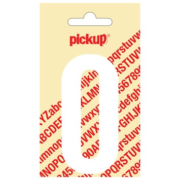 Pickup plakcijfer 0 wit mat 90 mm