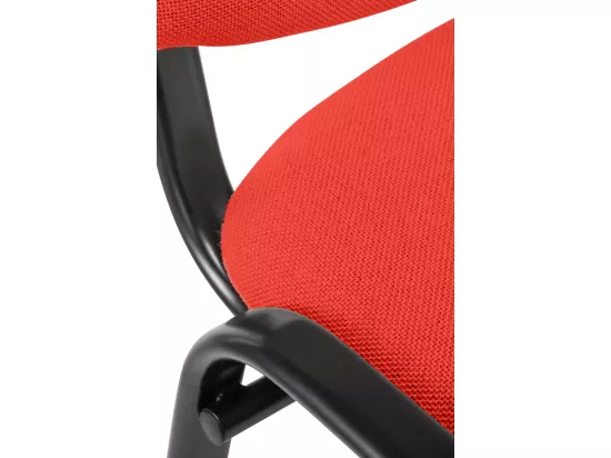 Chaise de conférence - Tissu & Métal noir mat - Rouge - Ken