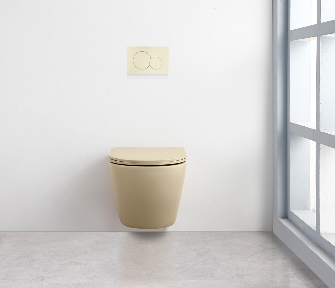 Geberit UP320 toiletset met Saniclear Itsie toiletpot licht ivoor randloos met softclose zitting