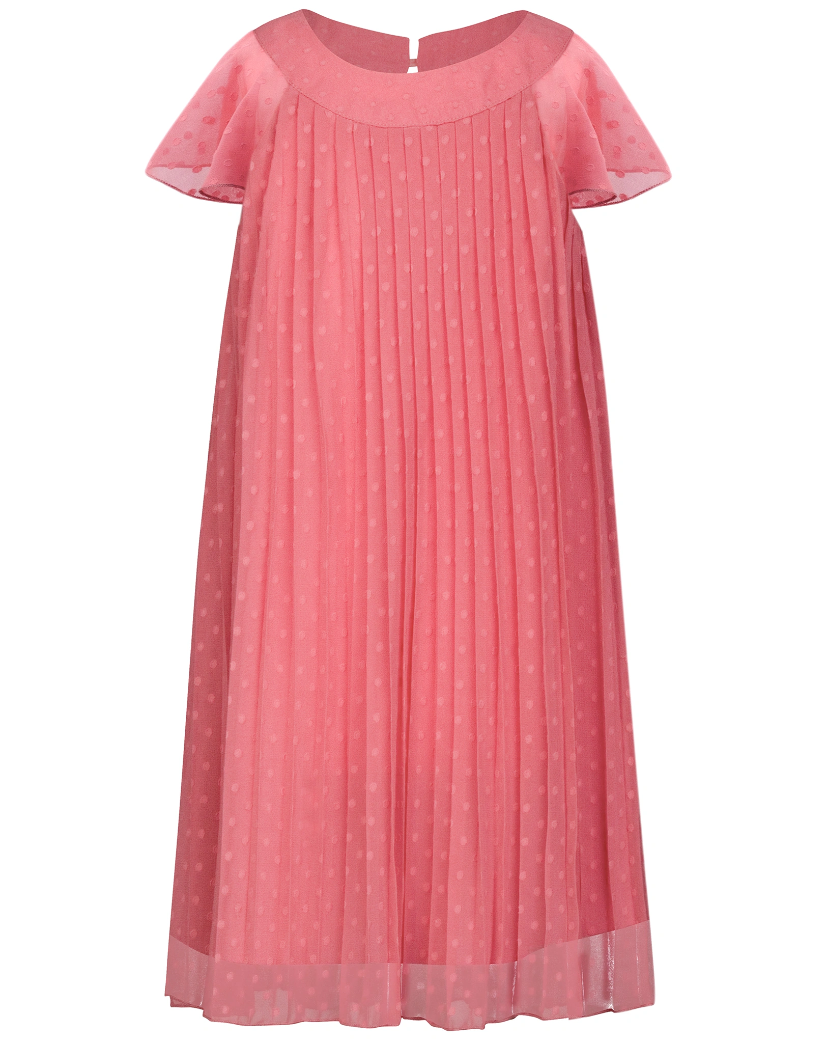 Kurzarmkleid DOTS mit Rüschen in coral