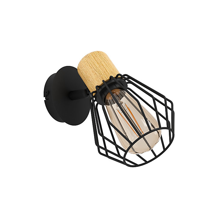 Patère spot E27 40W Eglo Palmorla noir Ø10,5cm