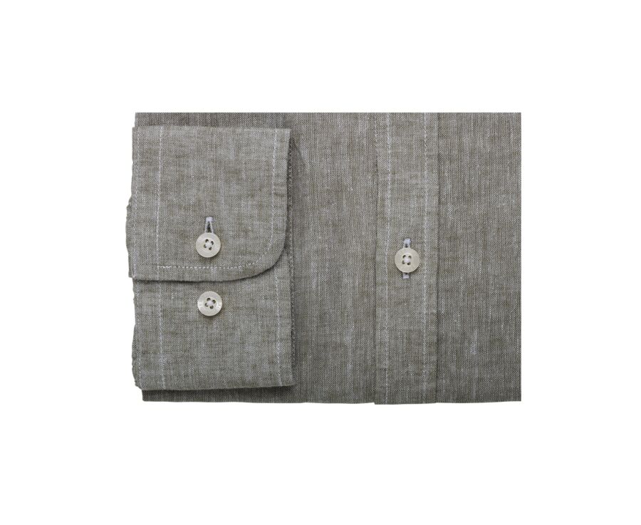 Chemise coton lin Chambray Vert Kaki - ELIBERT