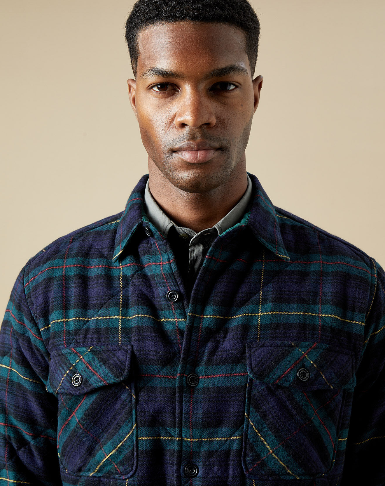 Hartford Veste Surchemise regular Peter à carreaux navy/bleu/vert/rouge
