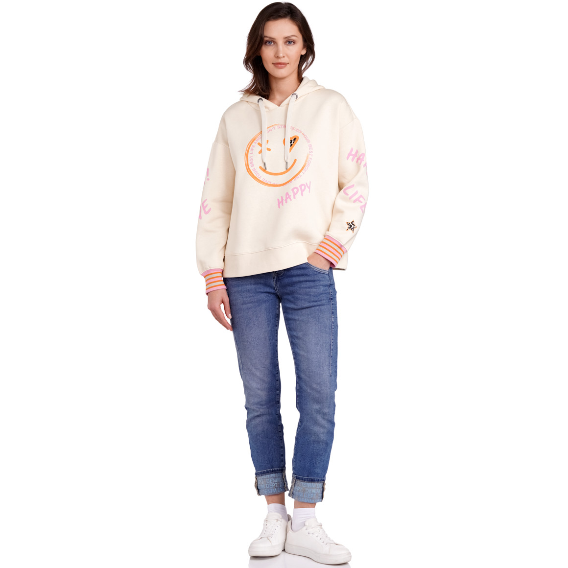 Gina Benotti Damen Hoodie mit Print beige